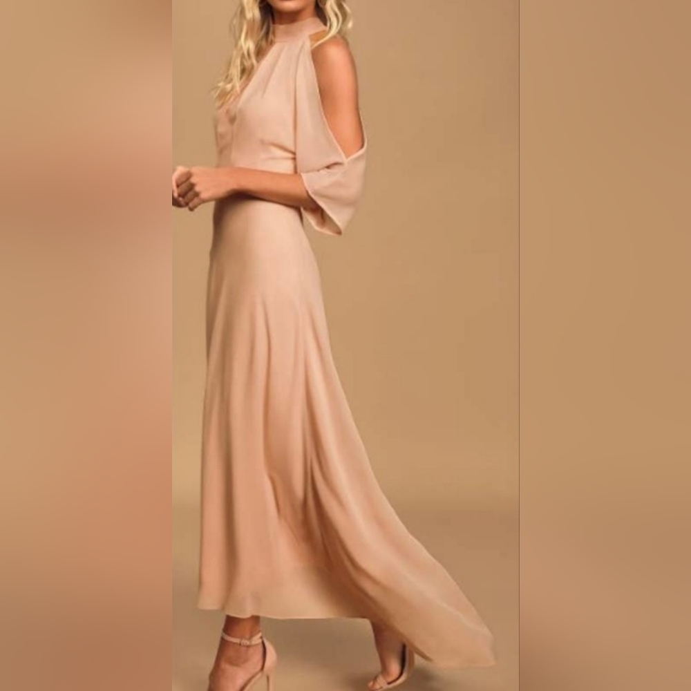 Lulu's Loving Moment Cold-Shoulder Blush Dress